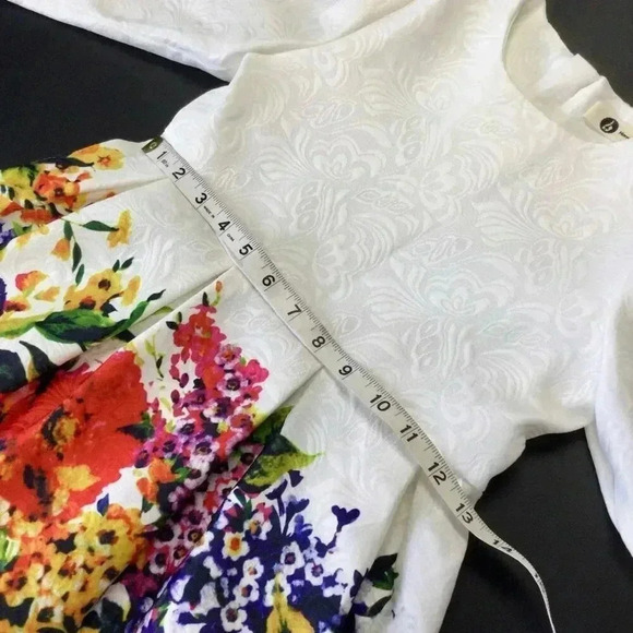 Morning Dance Baby White Jacquard Floral Print Long Sleeve Pleated Dress Size 5T - Picture 4 of 10